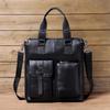 Men's Genuine Leather Vertical Business Briefcase - Top Layer Cowhide Computer Tote Bag