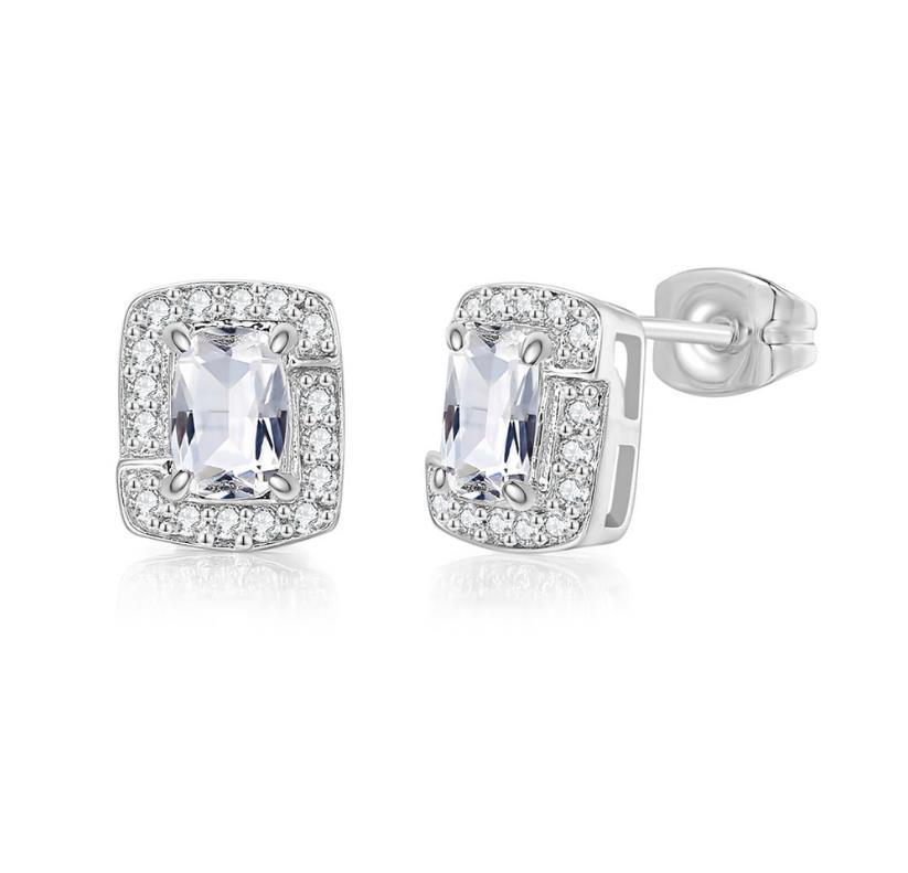 Bling Birthstone Crystal Stud Earrings for Women Multicolor Zircon Wedding Engagement Ear Accessories Fashion Earing Zircon