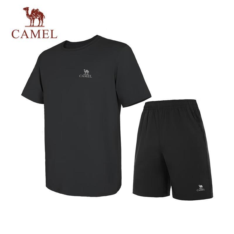 CAMEL Quick-Dry Running Short Sleeve T-Shirt & Pants Set