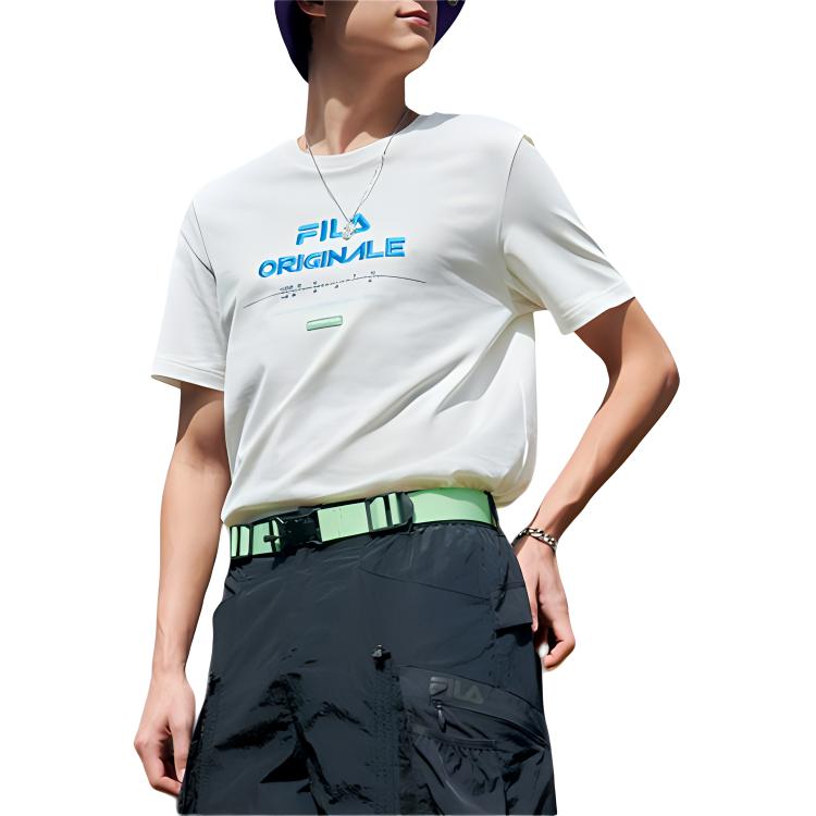 Fila Fashion Trend Sports Embroidered Round Neck Short Sleeve T-Shirt Men Tops White F11M329111AWT