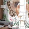 Christmas Plants Pine Needles Pinecone Squirrels Sheer Curtains Modern Gauze Curtain for Living Room Bedroom Voile Yarn Curtains