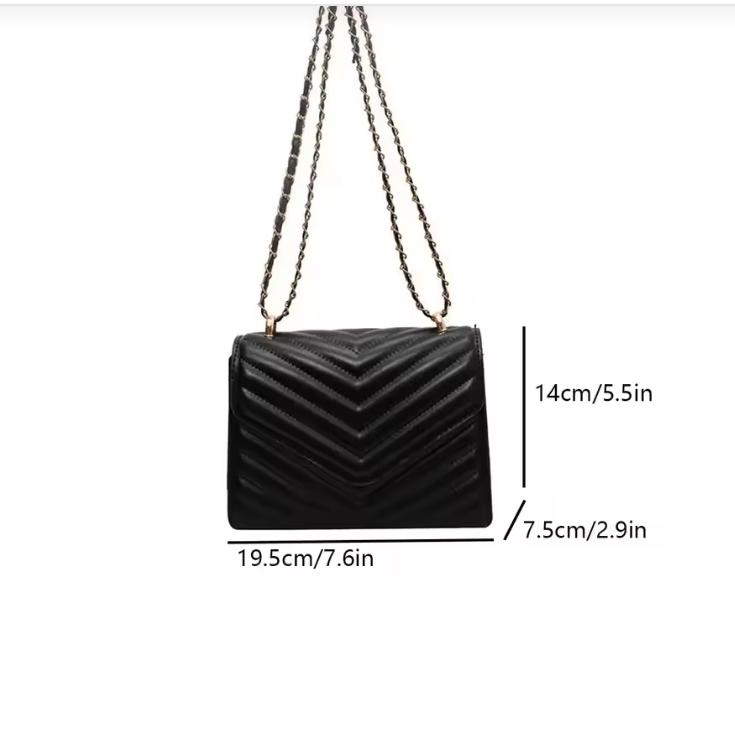 Kvinners moteriktige retro skulderveske/crossbody-veske liten firkantet veske enkel kvinnekjede crossbody-veske