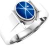 Blue Star Sapphire Ring, 925 Sterling Silver, Lindy Star Lab Created Gemstone, September Birthstone, Flash Light Star