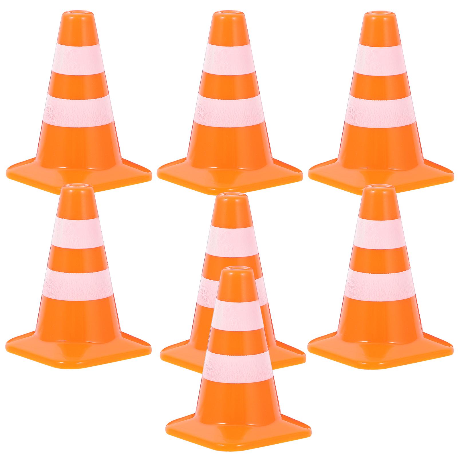 7pcs Mini Plastic Traffic Signs Traffic Road Cones Training Roadblock Signs Children Educational DIY House Decor Simulation