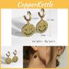 European Style Trendy Exaggerated Gold Plated Round Smiley Face Earrings