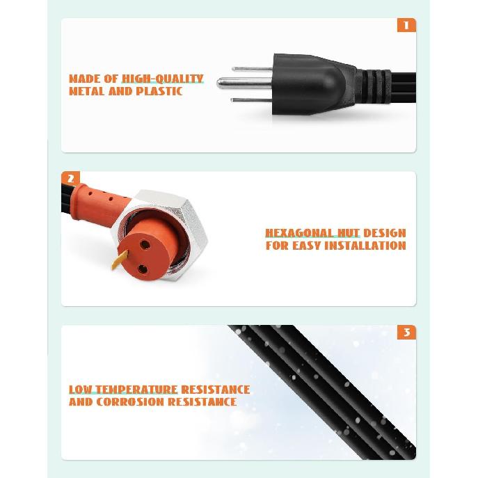 251919 Engine Block Heater Cord Fit For Dodge Ram Cumm 5.9 6.7L Diesel, For Ford 6.0 6.4 6.7 7.3 L Diesel, Heavy Duty Immersion Heater Plug, 120V