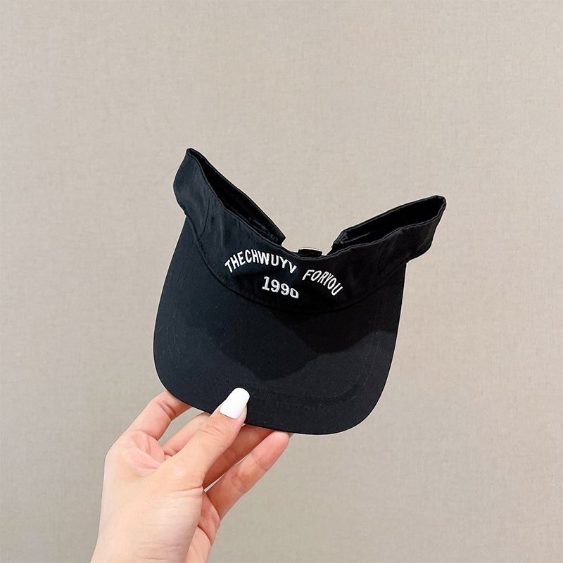 Adult Empty Top Hat Men's and Women's Summer Sunshade Quick-drying No Top Alphanumeric Embroidery Breathable Sunscreen Hat Tide
