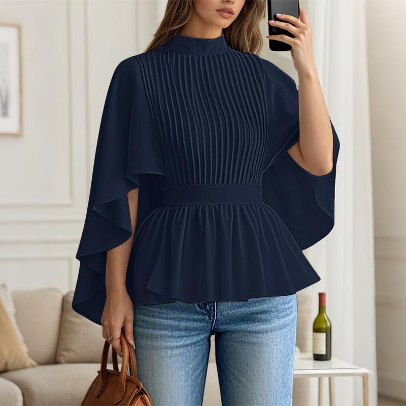 

ZANZEA Women Casual Round Neck Loose 3/4 Sleeve Cape Shape Blouse 4XL темно-синий