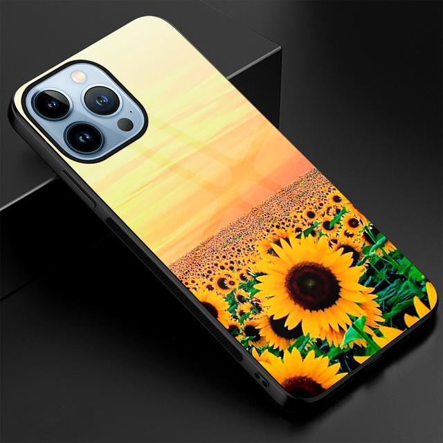 Husa de telefon cu flori de floarea soarelui, cu flori, pentru Iphone 14 13 11 12 Pro Max Mini Xs Xr X 7 8 6s Plus Se 2022 Husa din sticla securizata Coque