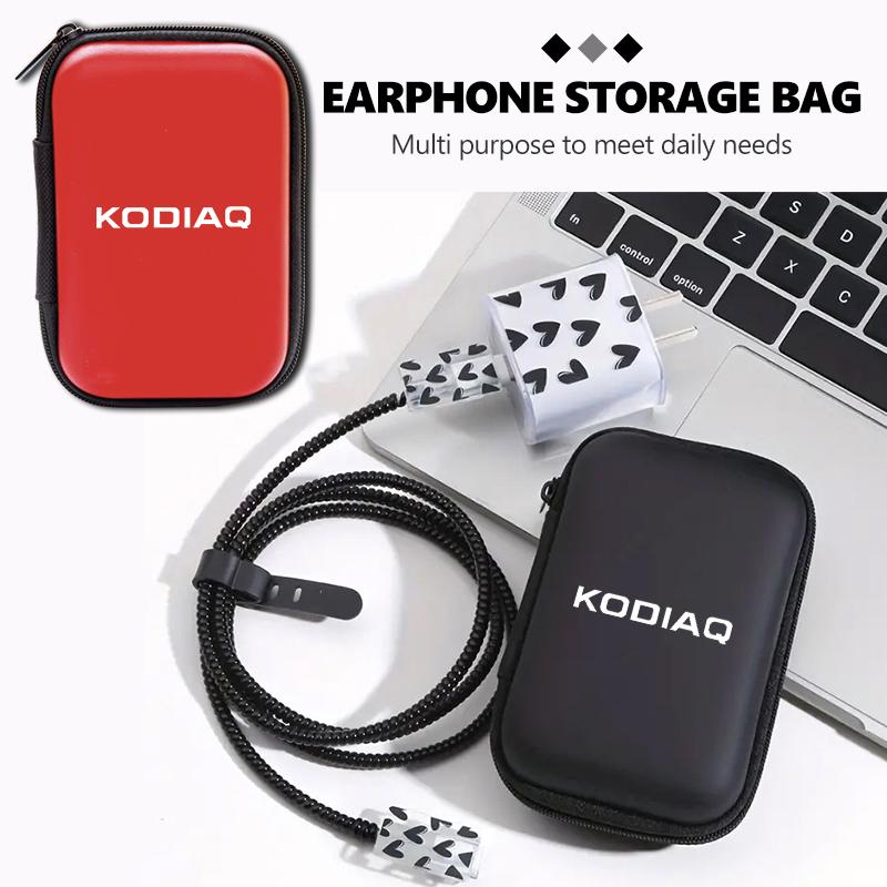 AAABR1 For Skoda Portable Mini Car Earphone Data Cable Charger Storage Bag Accessories Kodiaq Fabia Kamiq Karoq Octavia 2 3 Rapid Scala