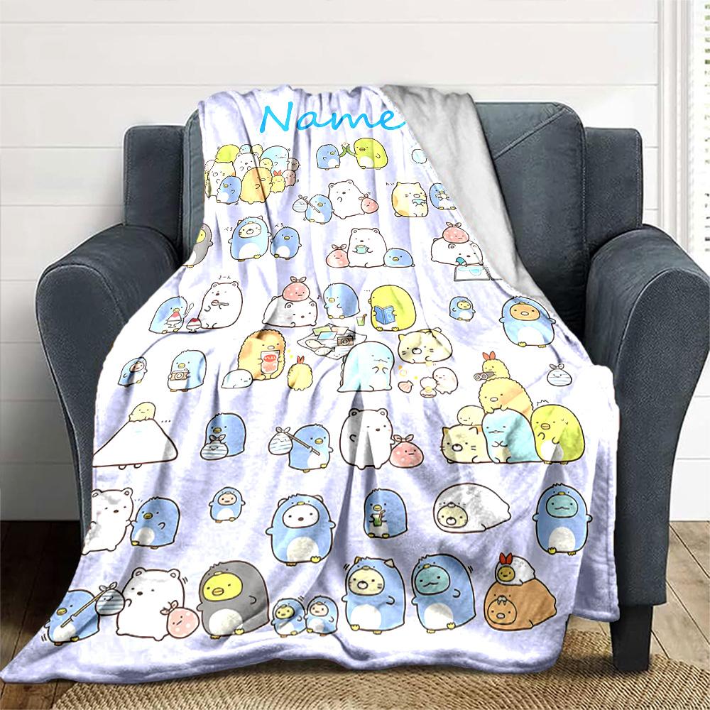 Customiz Name Personality Sumikko Gurashi Blanket Soft &Warm Sofa Office Bed Travel Lunch Break Blanket, Gift Suitable All Seasons