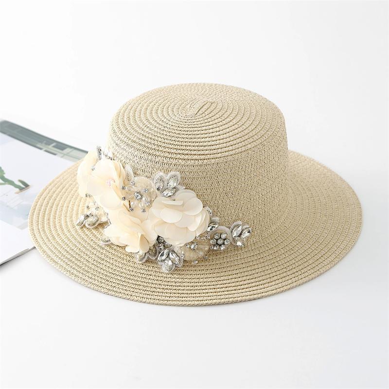 202604-shi Chic Ins Summer Drill Flower High Quality Encrypted Weave Paper Grass Grace Lady Fedoras Cap Women Leisure Panama Hat