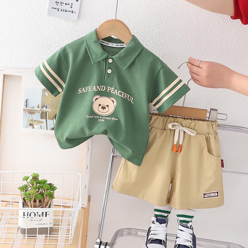 

Baby Boy Ootd Outfit for Kids Baby Boys Clothes Kids Child Clothes Suits Cotton 2Pcs Casual Polo for Kids 80 зелёный