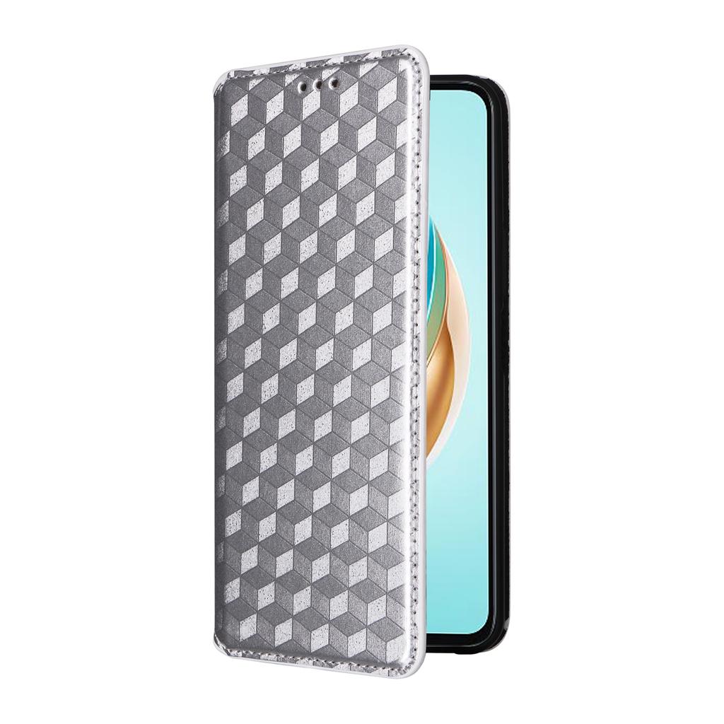 For Honor X6b 4G Anti-Scratch PU Leather Case Rhombus Imprinted Wallet Stand Phone Cover