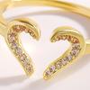 Women Ring Adjustable Open Heart Shape Finger Ring with Cubic Zirconia Semi-Inlaid Design Formal Wear Jewelry Gift