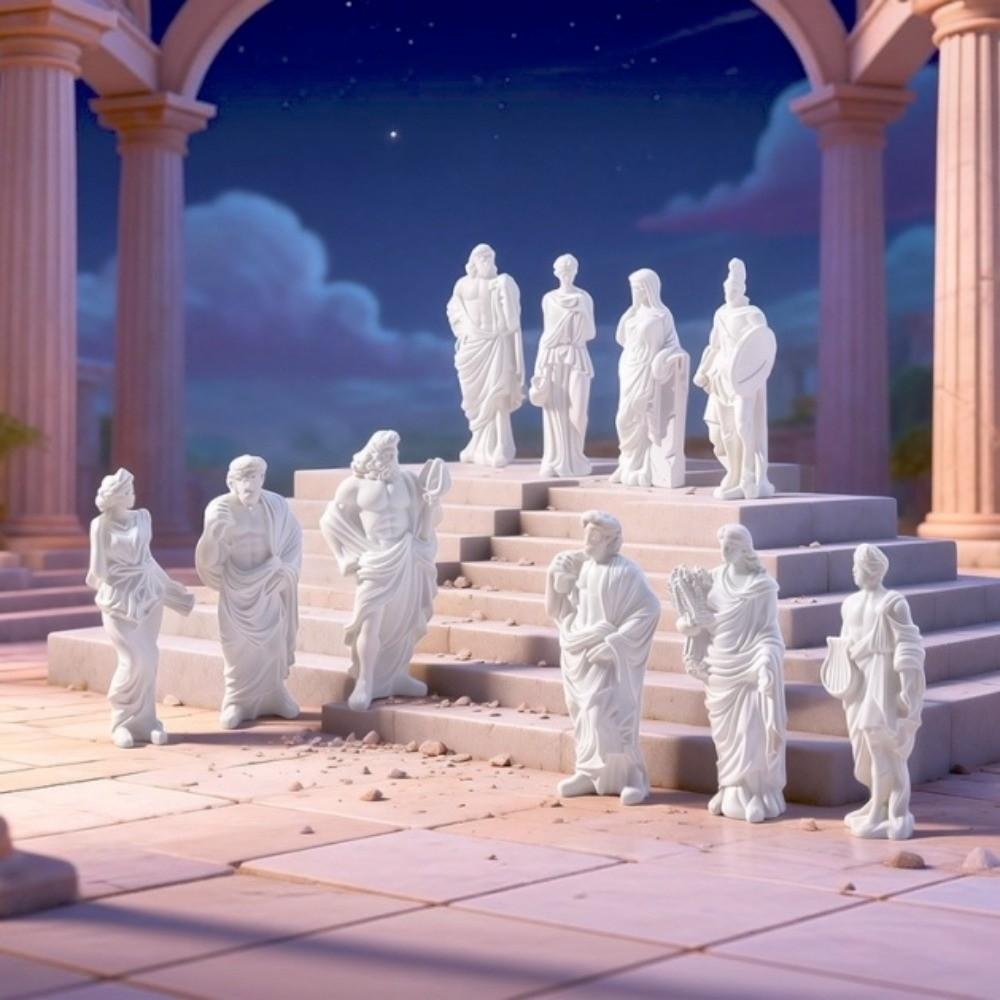 Vintage Twelve Gods Figurine Set Greek and Roman Mythology Mini Roman Gods Statue  Home Decor