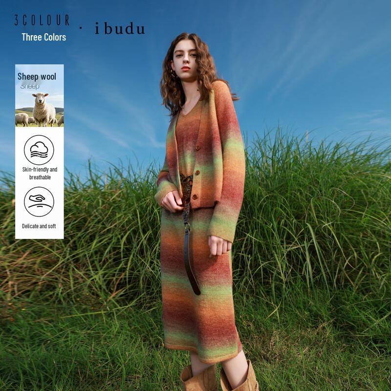 Sancai 2026 Spring Women s V-Neck Knit Cardigan & Vest Dress Set M (160/84A)