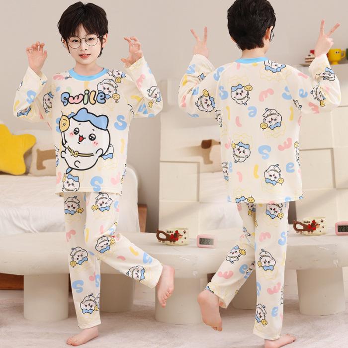 Thailand Kids' Cartoon Pajamas - Long Sleeve, Lightweight, Round Neck for Spring and Autumn - For Girls