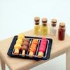 Mini Grill Skewer Set Miniature Food BBQ Accessories Resin Mini Grilled Sausage Grill Tray Seasoning Bottles for 1:12 Scale Miniature House And Dolls