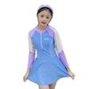 2025 Girls' Long Sleeve One-Piece Swimsuit: Youth Professional Sunscreen Swimwear