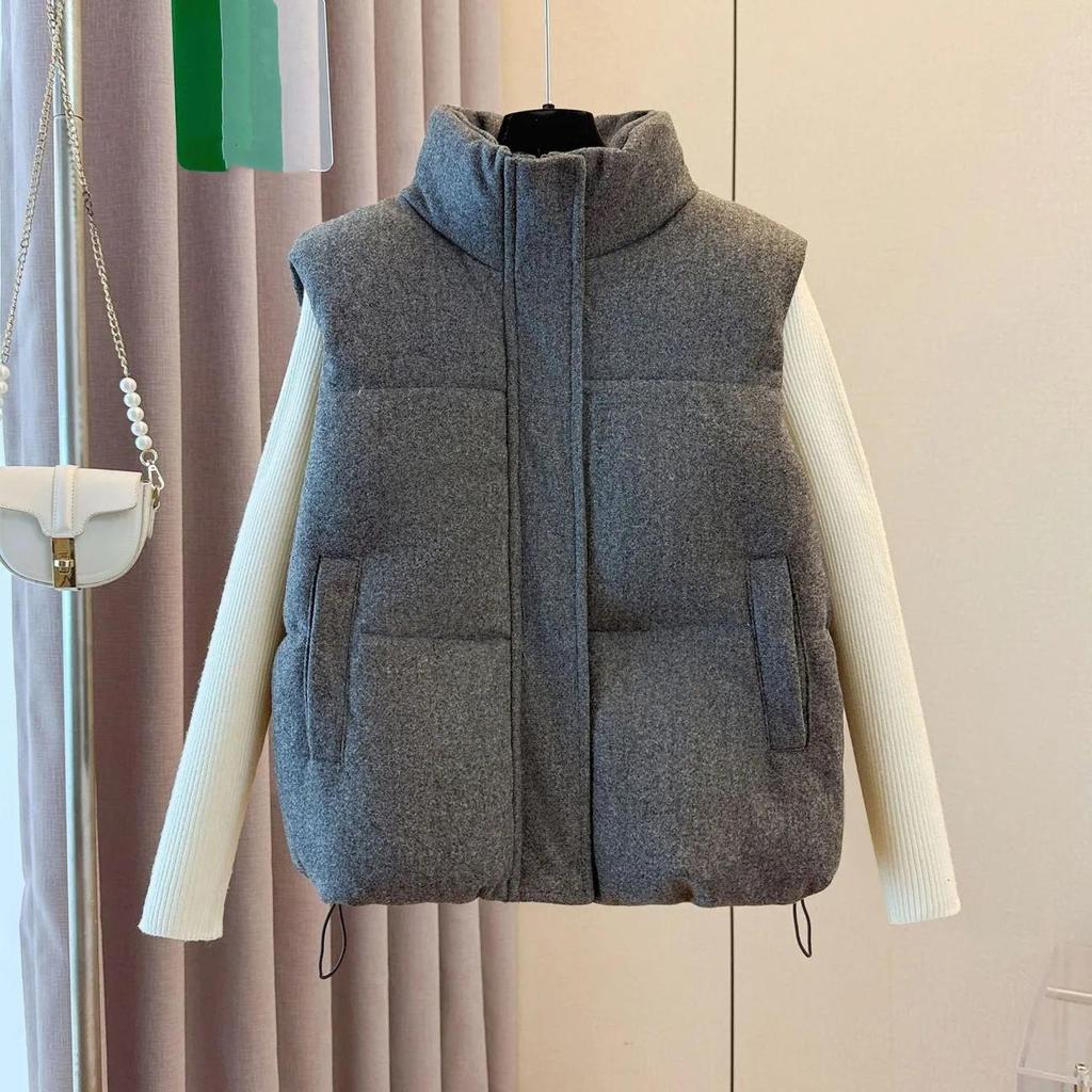 Women Autumn Winter Thick Warm Sleeveless Coat Outerwear Stand-up Collar Padded Waistcoat