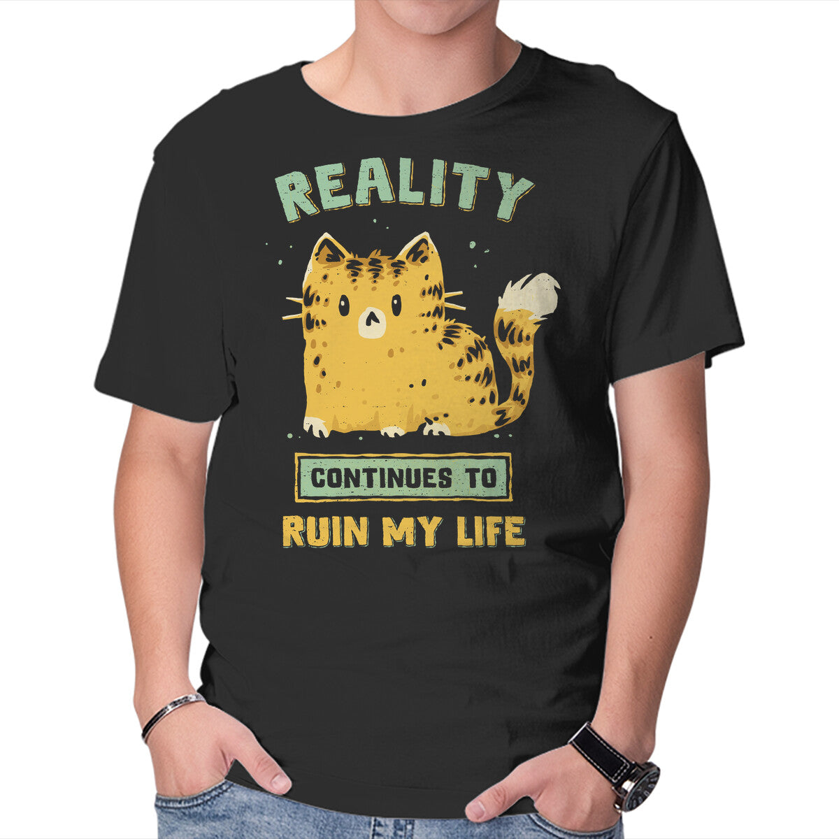 Unisex Crew Neck T-Shirt Reality Continues To Ruin My Life Graphic Short Sleeve Casual Tee S
