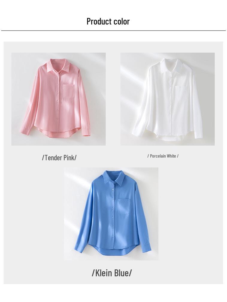 Spring 2026 Women's Versatile Long Sleeve Lapel Shirt - Front Short, Back Long, Loose Fit, Solid Color