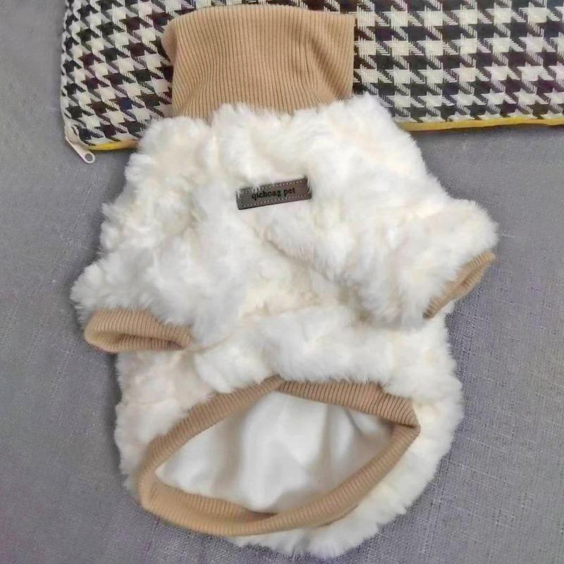 

Puppy clothes autumn and winter turtleneck plush cotton-padded clothes teddy than bear Schnauzer medium and small dogs thickened and warm and cute XS chest 30 back 20 about 1-1 kg