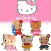 Cute Cartoon Hello Kitty Plush Keychain Adorable Kt Doll With Black Leather