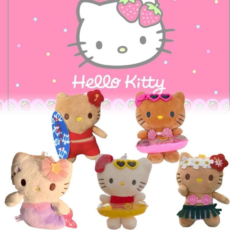 Cute Cartoon Hello Kitty Plush Keychain Adorable Kt Doll With Black Leather