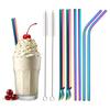 4/8Pcs Reusable Drinking Straw Set Wide Metal Straw Stainless Steel Straw Pearl Milkshake Bubble Tea Straw With Cleaner Brush