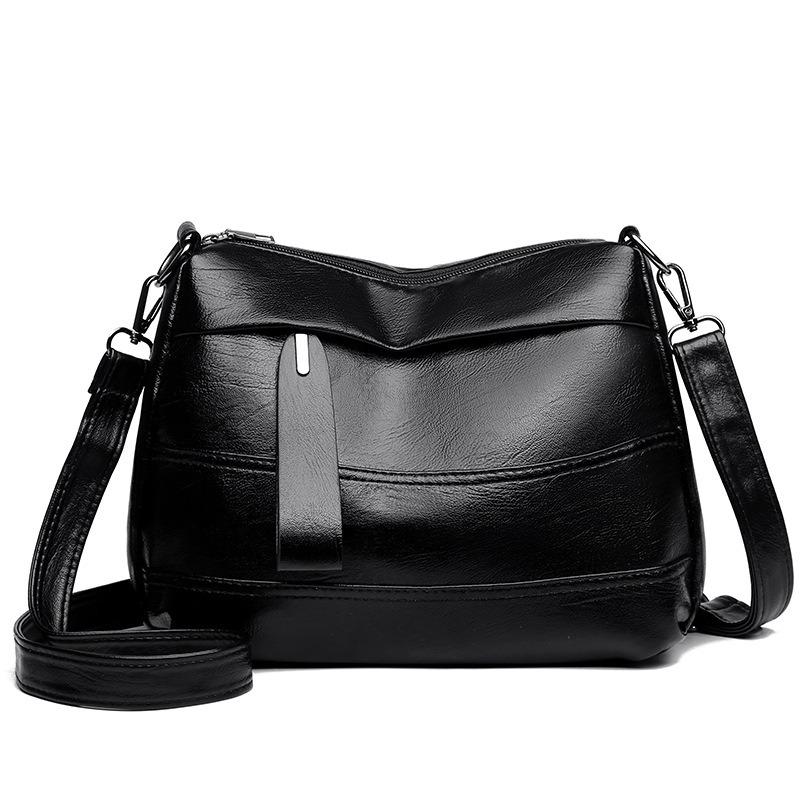Fashion soft leather large capacity multi-compartment simple washed leather small square bag versatile commuter shoulder messenger bag