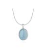 Aquamarin S925 Sterlingsilber Oval Halskette für Damen mit Schlangenkette und Edelsteinanhänger