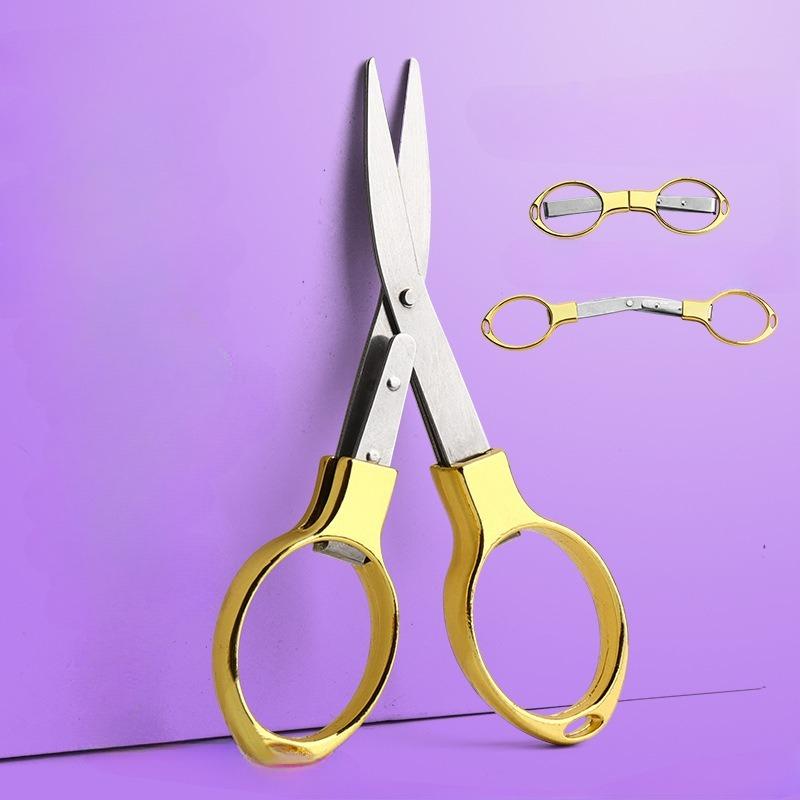 

Mini Exquisite Folding Scissors Zinc Alloy Figure 8 Stretchable Shears for Paper Cutting Outdoor Travel Fishing Multifunctional золотистый