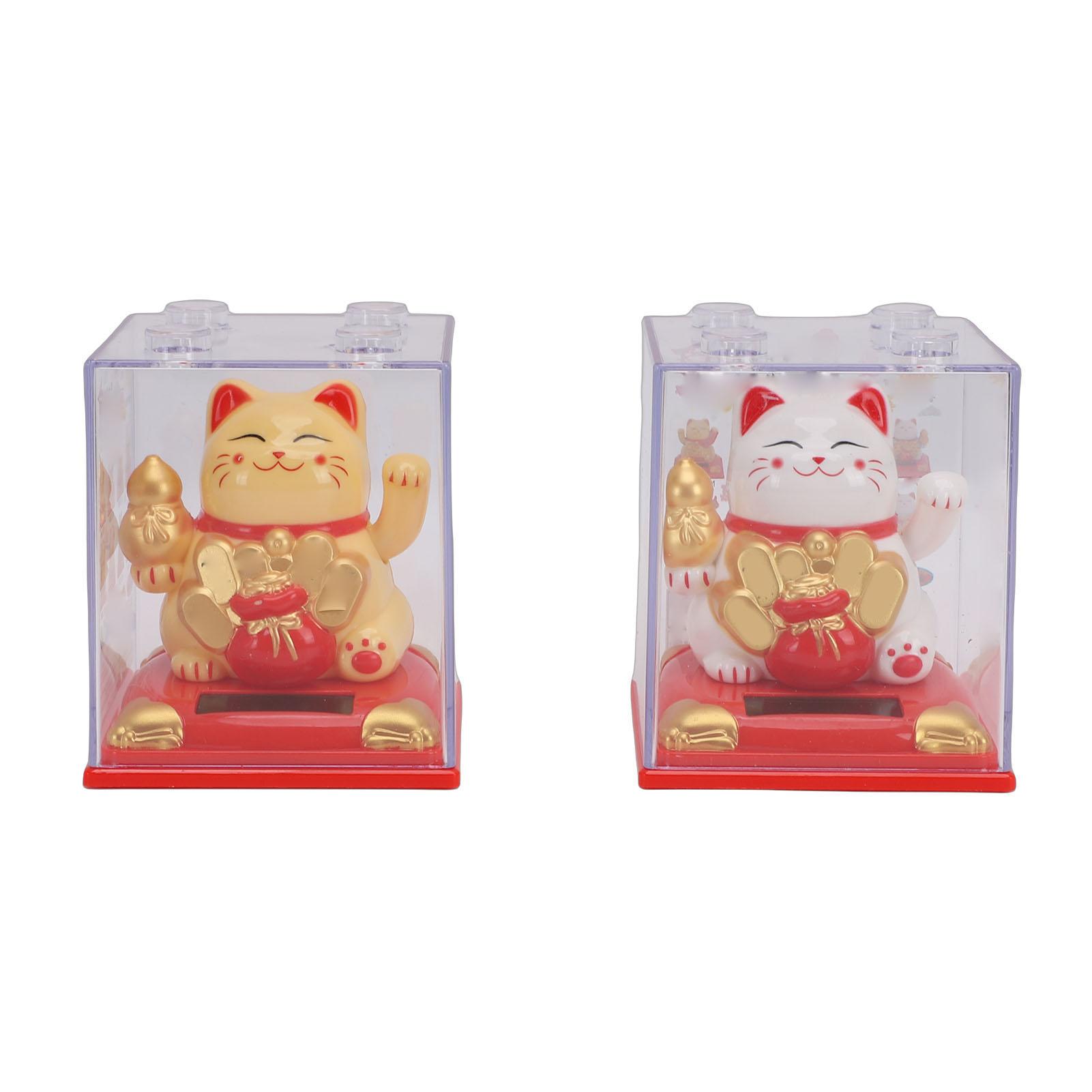 

2 шт. Счастливый Кот 3,15 дюйма На солнечной батарее Привлекающий Богатство Машущий Лапкой Кот для Приборной панели Автомобиля Окна Дома Ресторана Декор