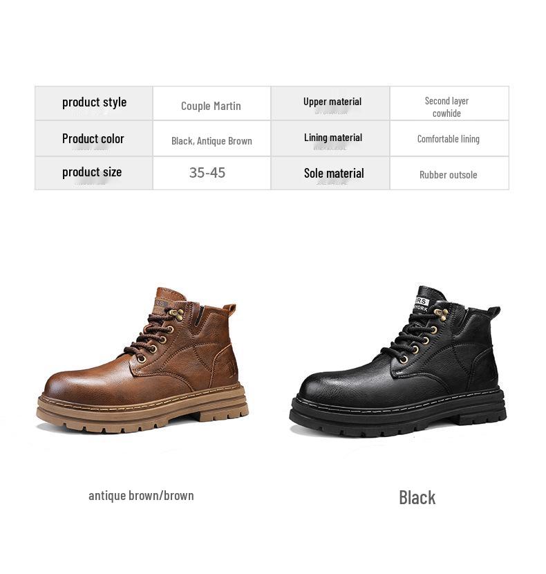 Herren Echtleder Mid-Calf Martin Stiefel - Britischer Stil, Trendige Casual Arbeitskleidung, Warme Herbst/Winter Mode.