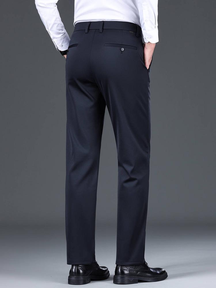 Men's High-Quality Mulberry Silk Business Casual Pants – Non-Iron, Elastic, Straight Leg for Spring/Summer