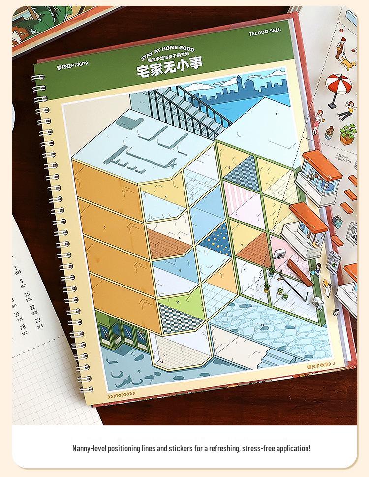 Tirado Miniature Scene Sticker Book 9.0: Fun 3D Cartoon Landscape & House Stickers
