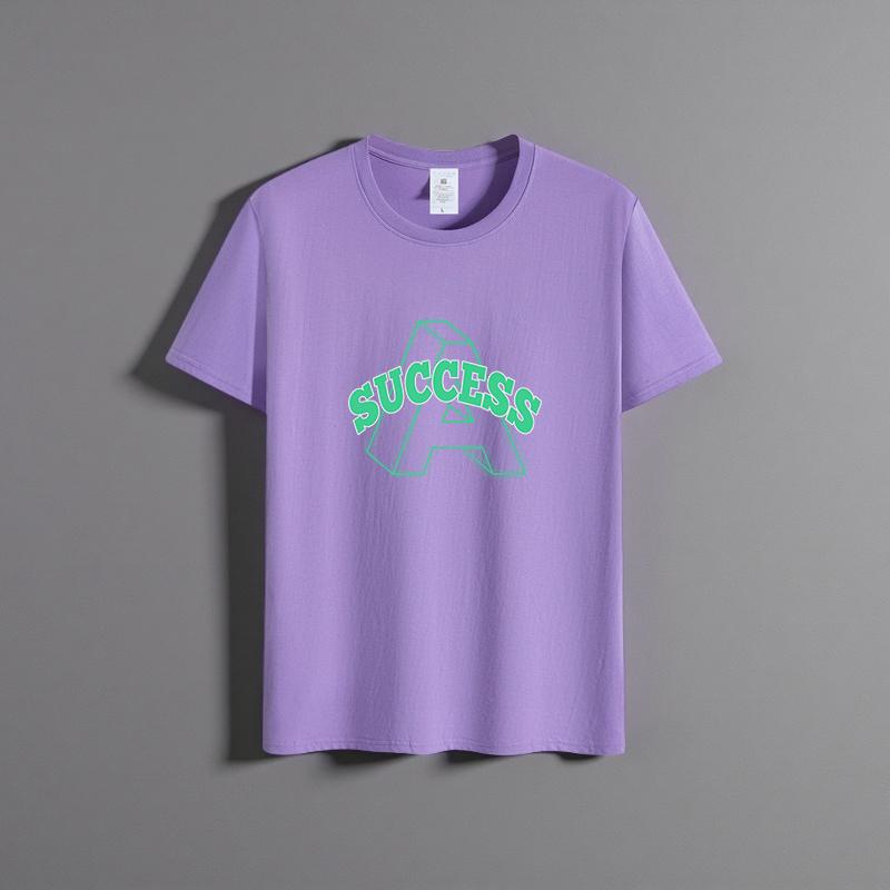 Summer New Unisex Versatile Pure Cotton T-shirt Fashionable Casual Round Neck Top Breathable Loose Fit Print Short Sleeved Shirt