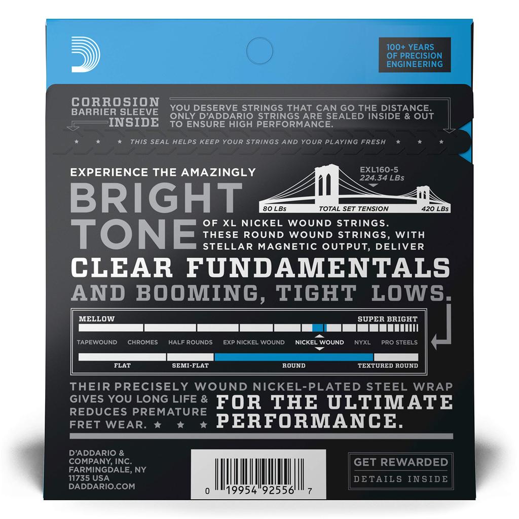 Long Scale Bass Strings D'Addario EXL160-5 5-strings 5-string