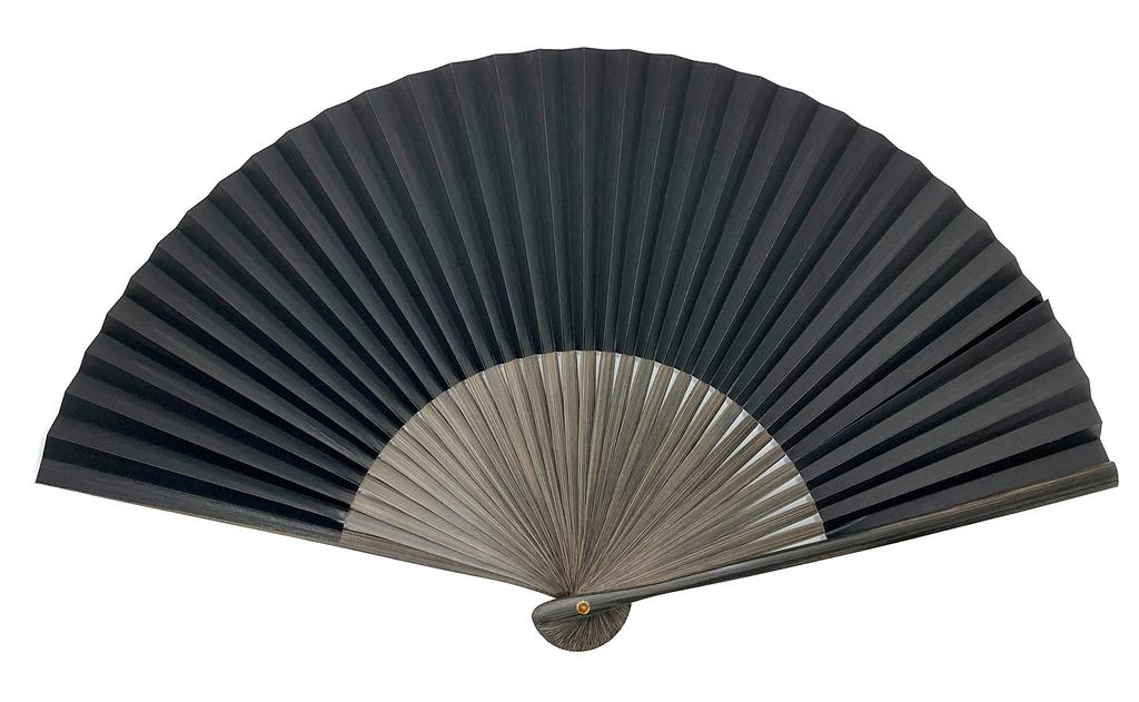 Folding Choju Jinbutsu Giga Paper Fan with Fan Silk Frog and Rabbit Black [Hanakanzashi] Men's Fan, (Choju-giga Paintings) Design, Bag, 22cm, Print,
