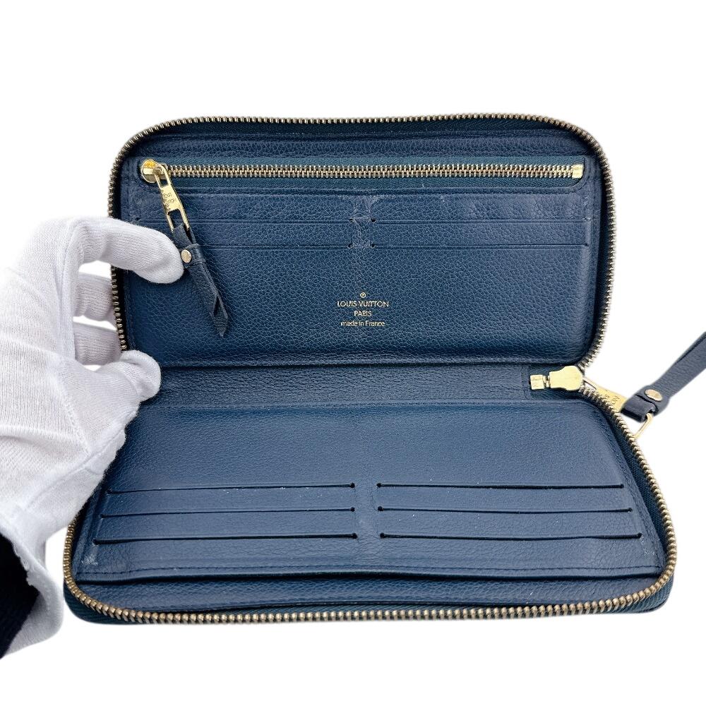 LOUIS VUITTON M80958 Monogram Ann Platt leather Zippy Vertical Purse Navy leather Used