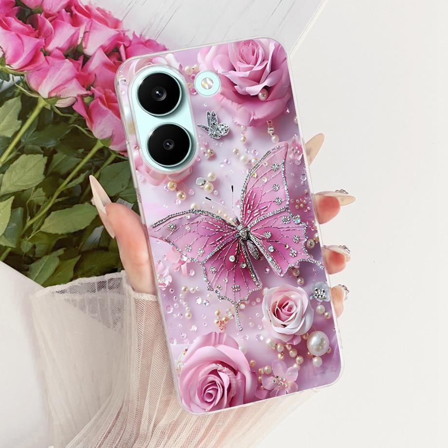 Flower Cartoon Fashion Design Clear Phone Case For Xiaomi Poco X8 Pro Max Redmi Turbo 5 Max Capa Soft Silicone Back Cover Coque