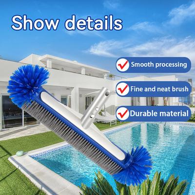 Swimming Pool Brush Head with Corner Cleaning Brush Semi-spherical Bristles Design Easy To Install 18-Inch Pool