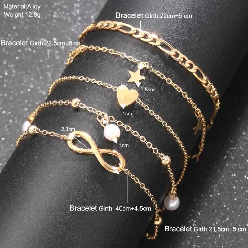European & American Fashion 8-Shaped Heart & Butterfly Pendant Multi-layer Anklet