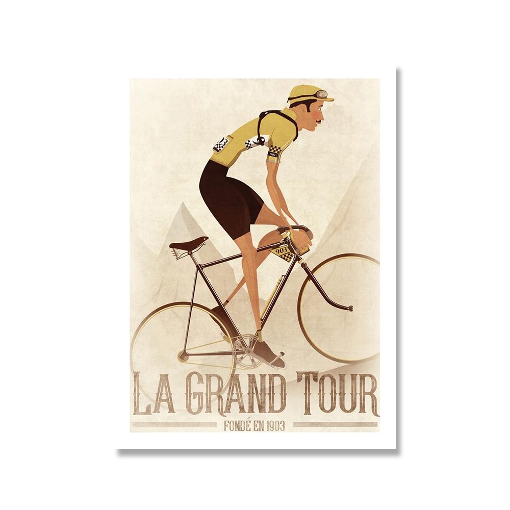 

Винтажный стиль Спорт Велосипед Велоспорт Холст Печать Франция Универсальный Тур Велосипедист Плакаты Настенные Художественные Картины Ride Gym Stadium Декор 30x40cm No Framed