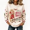 Women's Fashion Crewneck Graphic Print Pullover Long Sleeve Top for Everyday Wear