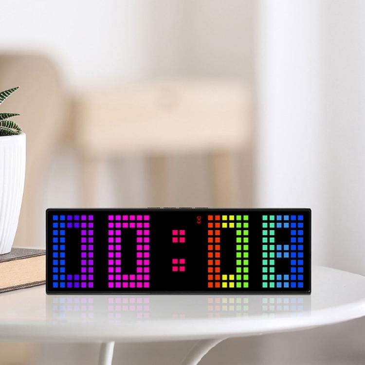 Colorful Display LED Alarm Clock Electronic Digital Clock Voice Control 12/24H 2 Alarms Countdown Wall Table Desk Clock