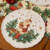 Christmas Snowflake Embroidered Round Table Placemat Heatproof Waterproofs Washable Decorative Dining Accessory