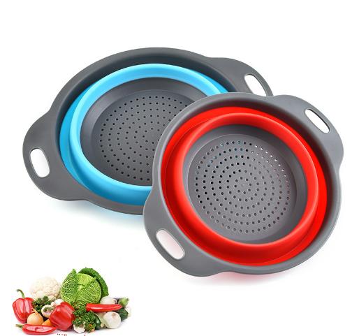 1/2pcs Folding Silicone Drain Basket Fruit Vegetable Washing Basket Foldable Strainer Colander Collapsible Drainer